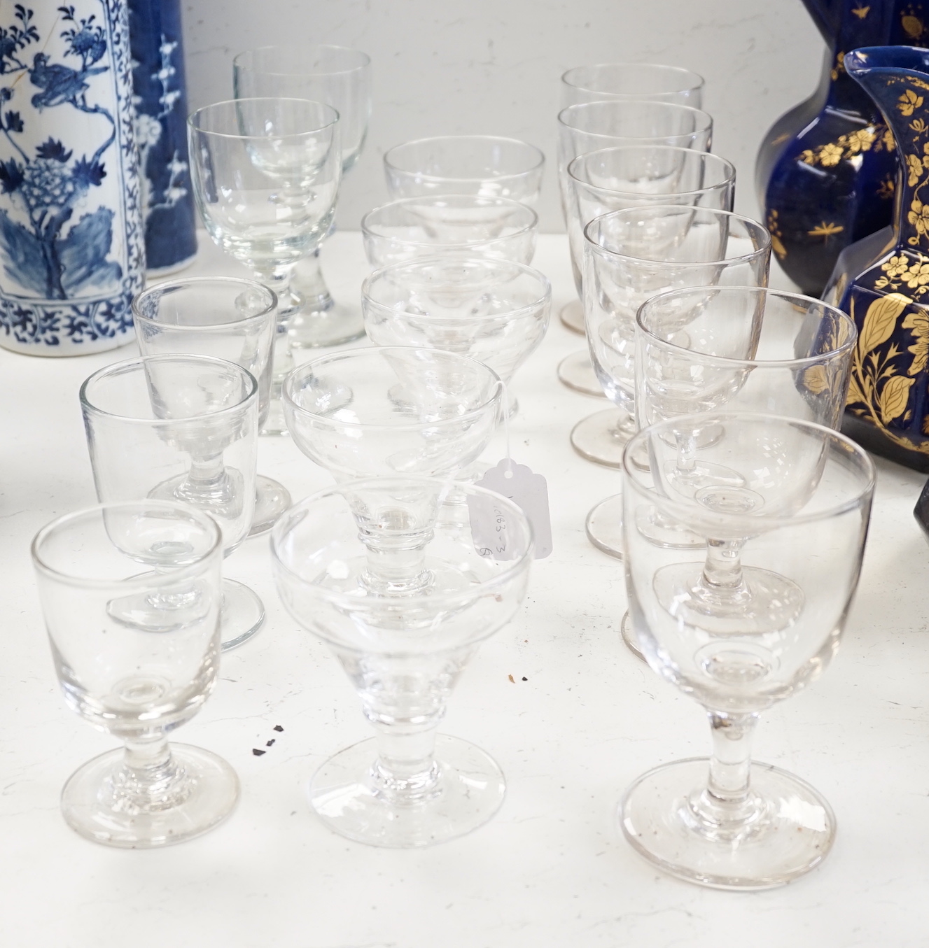 A group of Georgian and later glass rummers, tallest 18.5cm